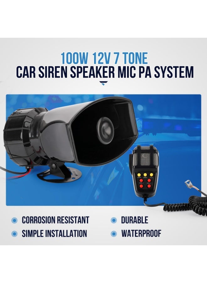 Arabest Car Siren Horn 7 Tone with Microphone ,Alarm Horn Siren 12V 100W Emergency Amplifier with Mic PA Speaker System Loud Car Alarm Police Ambulance Fire Hooter Traffic Sound - Image 5